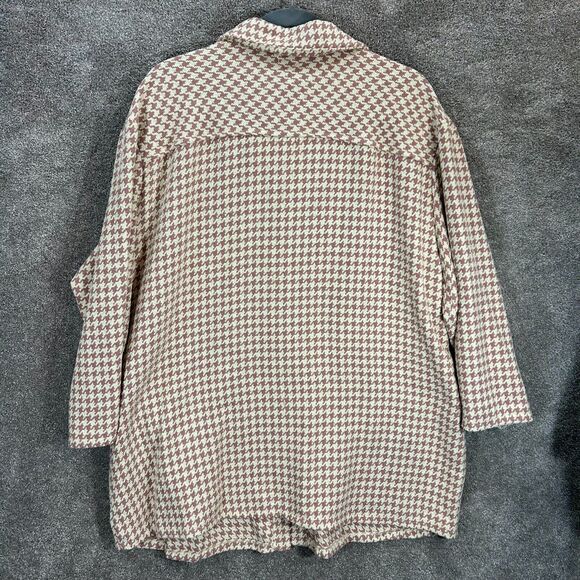 Hayden Coat Jacket Womens 3XL Pink Beige Houndstooth Button Up NEW - Picture 2 of 5